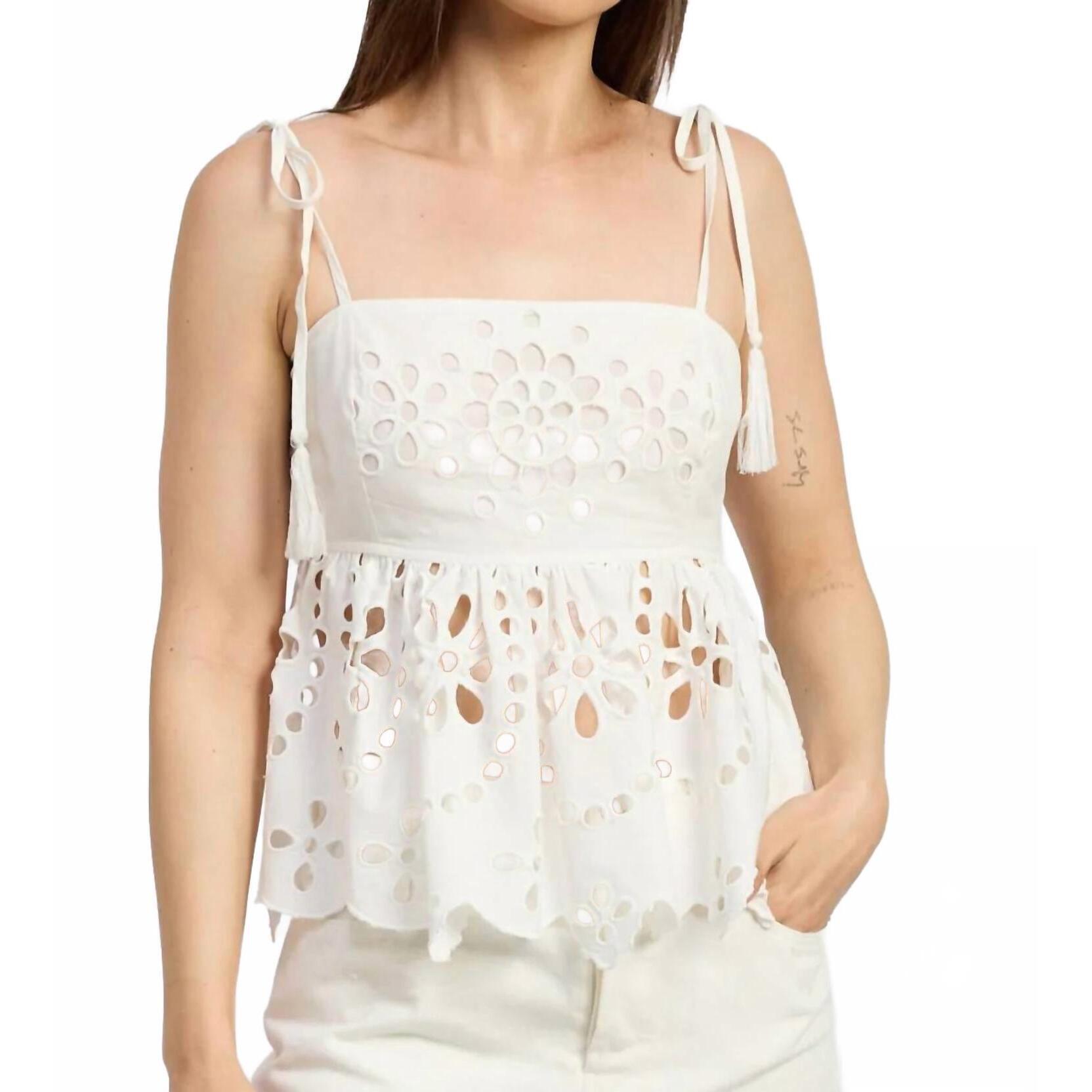 New En Saison Courtney Square Neck Top In White